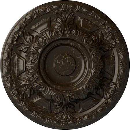 Ekena Millwork Granada Ceiling Medallion (Fits Canopies up to 7 1/8"), 23 1/2"OD x 2 3/4"P, Stone Hearth Crackle CM24GASHC